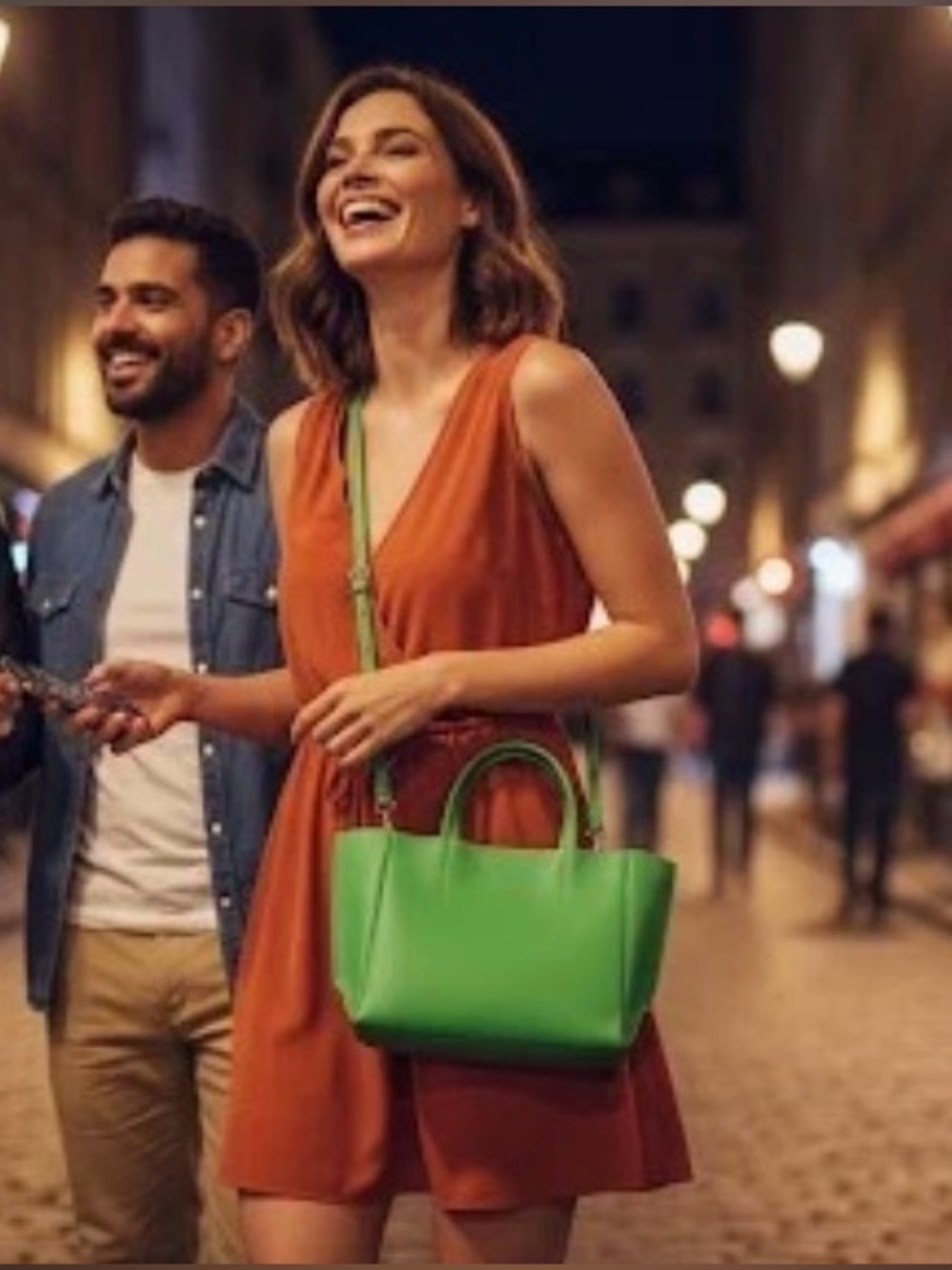 NWT Ampersand As Apostrophe 100% Genuine Leather Neon Green Half Tote - Picture 2 of 11